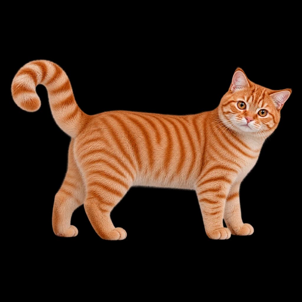 Our ginger cat standing side-on and turning its face towards you.